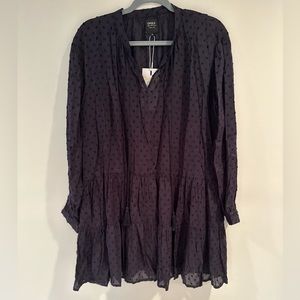 NWT! Swiss dot navy long sleeve dress